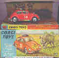 A British range of diecast models introduced in the 1950's as a rival to Dinky toys. Mostly to an approximate scale of 1 in 43rd with a smaller scale range introduced in 1970's called 'Corgi Juniors', following an earlier 'Husky' range. The 1980's saw cars to a scale of 1 in 36th , and several ownership changes. Now specialising in quality models for collectors in their 'Classics' range (all made in China). Their smaller scale 'Cameo' range is still made in the old Corgi factory near Swansea (Wales).